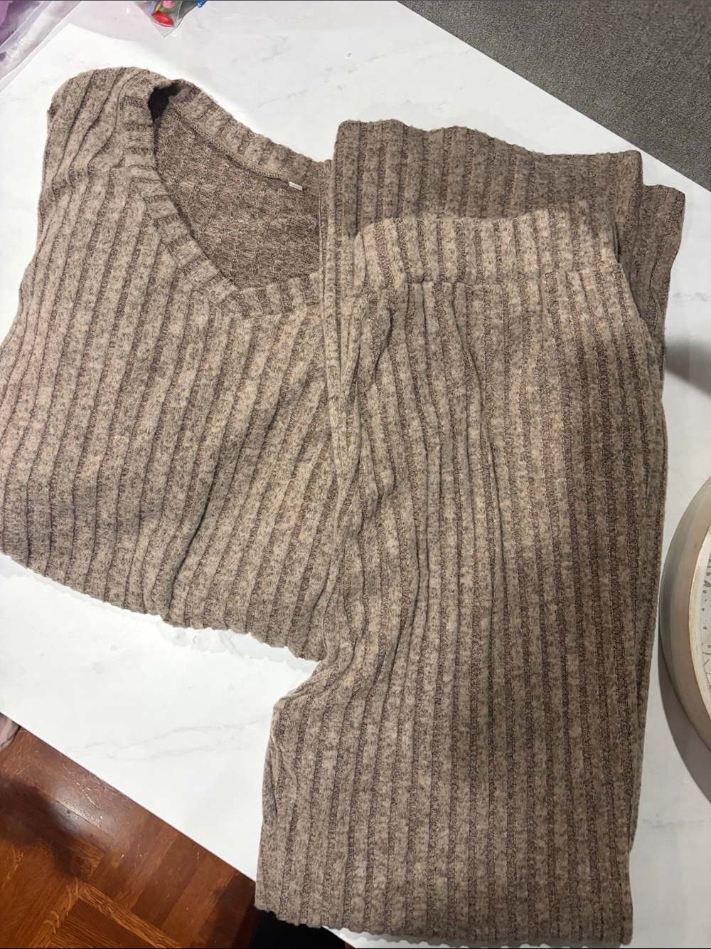 Cozy Ribbed Set in Taupe